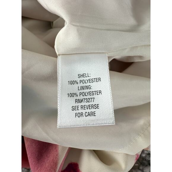 Apt 9 Size 12 Floral Print Pleated Mini Fit Flared Dress Cap Sleeve Zip Pink - Picture 9 of 11